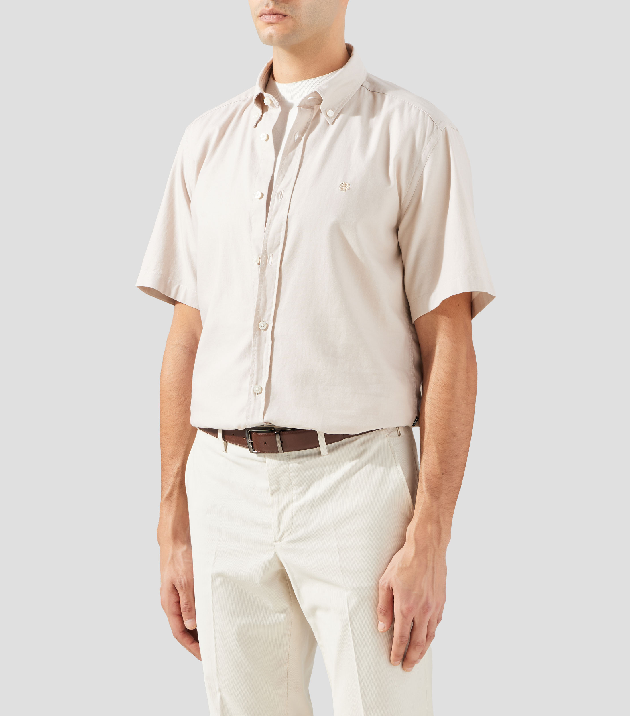 Camisa lisa manga corta Hombre